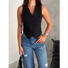 Boom Bester Kadın Astarlı Yelek Açık Gri– Düğmeli Şık Spor Tarz Yelek Poliviskon Kumaş