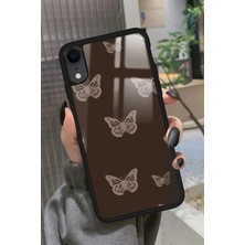 Snacase Apple iPhone Xr Uyumlu Kahverengi Kelebek Tasarımlı Parlak Silikon Kılıf