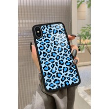 Snacase Apple iPhone x Uyumlu Mavi Leopar Tasarımlı Parlak Silikon Kılıf