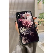 Snacase Apple iPhone x Uyumlu Pembe Çiçek Tasarımlı Parlak Silikon Kılıf