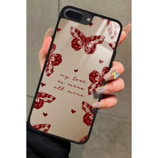 Snacase Apple iPhone 8 Plus Uyumlu Kırmızı Kelebek Tasarımlı Parlak Silikon Kılıf