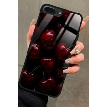 Snacase Apple iPhone 8 Plus Uyumlu Kiraz Tasarımlı Parlak Silikon Kılıf