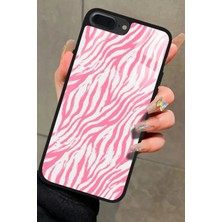 Snacase Apple iPhone 7 Plus Uyumlu Pembe Zebra Tasarımlı Glossy Silikon Kılıf