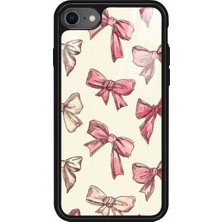 Snacase Apple iPhone 8 Uyumlu Pembe Kurdele Tasarımlı Parlak Silikon Kılıf