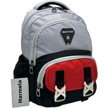 Harmela Hafif Suya Dayanıklı Unısex Lüks Kreş Ana Okulu & Kreş Okul Çantası Gri-Siyah