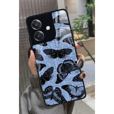 Snacase Oppo A3 5g Uyumlu Siyah Kelebek Tasarımlı Glossy Silikon Kılıf