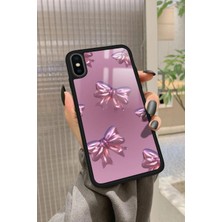 Snacase Apple iPhone Xs Uyumlu Pembe Kurdele Tasarımlı Parlak Silikon Kılıf