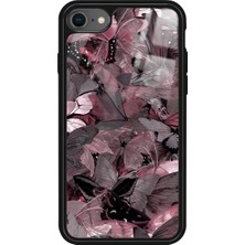 Snacase Apple iPhone 8 Uyumlu Pembe Kelebek Tasarımlı Glossy Silikon Kılıf