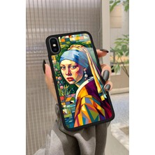 Snacase Apple iPhone x Uyumlu Inci Küpeli Kız Tablo Tasarımlı Parlak Silikon Kılıf