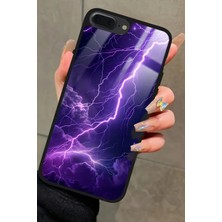 Snacase Apple iPhone 8 Plus Uyumlu Mor Şimşek Tasarımlı Parlak Silikon Kılıf