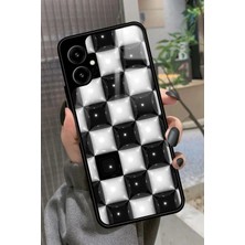 Snacase Omix X5 Uyumlu Siyah-Beyaz Kare Tasarımlı Parlak Silikon Kılıf