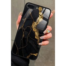 Snacase Apple iPhone 8 Plus Uyumlu Siyah Mermer Tasarımlı Parlak Silikon Kılıf