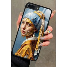 Snacase Apple iPhone 7 Plus Uyumlu Inci Küpeli Kız Tablo Tasarımlı Parlak Silikon Kılıf