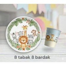 Safari Temalı Doğum Günü Parti Seti,tabak,bardak Seti 8kişilik