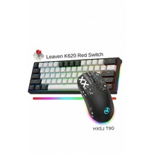 Leaven K620 Hot-Swap Mekanik Klavye(Kablolu)+ Hxsj T90 Kablosuz 3 Modlu Oyuncu Mouse