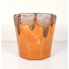 Emel Ceramics Juno – Işıltı Serisi El Yapımı Seramik Kahve Kupası, 10 Köşeli Yıldız Ağız Formu, 300 ml