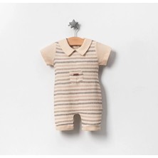Jolly Joy Önü Cepli Müslin Erkek Bebek Tulum - Bej - 3 - 6 Ay Bej
