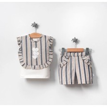 Jolly Joy Çizgili Dokumalı Erkek Bebek Alt Üst Takım - Gri - 9 - 12 Ay Gri