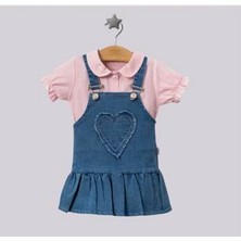 Jolly Joy Kalp Nakışlı Elbise - Pembe - 9 - 12 Ay Pembe
