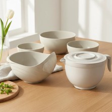 Kapaklı Mikser Kase, Süzgeç, Pirinç Süzgeci, Kase Seti, Büyük Boy Kase, Yuvarlak Kaseler 5'li Set