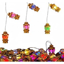 Butik Center Ramazan Temalı Dekoratif Fenerli LED Işık Zinciri - Gün Işığı Pilli 3 Metre (Ay Yıldız/kandil Model)