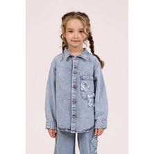 Dmb Boys & Girls Kız Çocukyıldız Detaylı Kot Gömlek Mavi