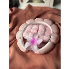 Adaa Gıft Kadın Pofuduk Taçlı Peluş Bileklikli Lotus Tokalı Yüz Yıkama Seti - Spa Seti