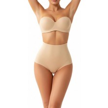 Emfure Bej Yüksek Bel Lazer Kesim Slip Külot Görünmez Kaymaz Silikonlu Ten Rengi Korse