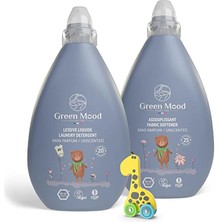 Green Mood 2'li Parfümsüz Bebek Çamaşır Temizlik Seti (Deterjan 1000 Ml+Yumuşatıcı 1000 Ml) 2000ML (3 Adet)