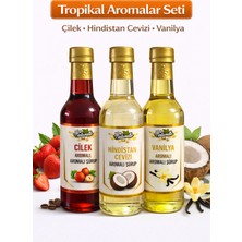 Naturello Tropikal Şurup Seti 3'lü 300 ml (Çilek, Hindistan Cevizi ve Vanilya Aromalı)