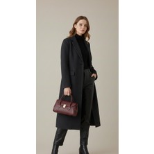 Beshora Almira Bordo Mat Uzun Saplı Dikdörtgen Model Kadın El ve Omuz Çantası