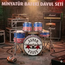 Direkstoktan Mini Bateri Minyatür Davul Seti Maketi - Miniature Drum Set Musical Scale 1/12 - Guns N' Roses