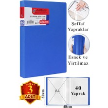 ArtMaster Mavi Sunum Dosyası 40 Lı 3 Adet Poşet Dosyalı Katalog Dosyası 40 Poşetli Kendinden Dosya Plastik Kapaklı