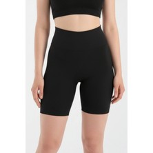 Emfure Siyah Yüksek Bel Lazer Kesim Külot Görünmez Boxer Kaymaz Korse Silikonlu Şort