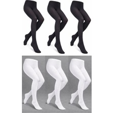 Süsen Lingerie 3 Siyah 3 Beyaz Kız Çocuk Okul Külotlu Çorabı, 50 Micro Kız Çorabı, Kız Çocuk Çorabı