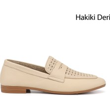 Gönderi(r) Kadın Bej Antik Baskılı Hakiki Deri Loafer