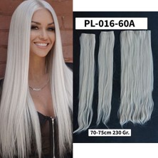 Özbience Platin Düz Uzun Yarım Ay Saç Seti 3 Parça, 80CM, 270G, Şık ve Zarif Tarz