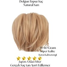 Özbience Doğal Sarı Lastikli Tokalı Saç Topuz ve At Kuyruğu Peruk