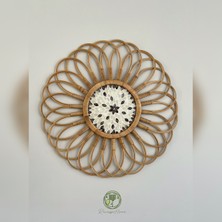 Renesse Home Luanda El Yapımı Rattan Duvar Dekoru 70 cm Doğal Hasır Bohem Duvar Süsü Sedef Detaylı Dekoratif Duvar Aksesuarı