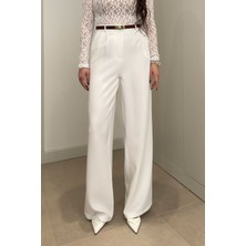 Qimya Butik Gökkuşağı Kadın Yüksek Bel Pileli Basic Palazzo Pantolon