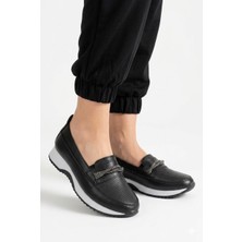 Kaof Shoes Kadın Siyah Günlük Ayakkabı Ortopedik Anne Ayakkabısı Kadın Babet Ayakkabı Spor Ayakkabı