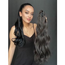 Özbience Koyu Kestane Mini Mandallı At Kuyruğu Postiş, Su Dalgalı, Şıklık ve Doğallık