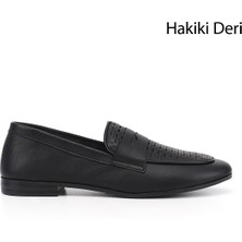 Gönderi(r) Kadın Siyah  Baskılı Hakiki Deri Loafer