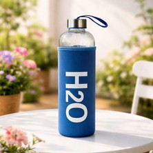 Tohana H2O Kılıflı Cam Matara - Şeffaf / Mavi - 1 Lt