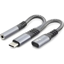 MN6 GJ-018 Type-C To 3.5mm Aux+Type-C Şarj ADAPTÖRÜ–100W P Hızlı Şarj Destekli Ses ve Şarj Ayırıcı Kablo