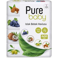 Pure Wipes Pure Baby Bebek Islak Mendil 4X50 Adet