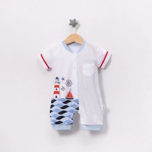 Jolly Joy Okyanus Baskılı Erkek Tulum - Mavi - 6 - 9 Ay Mavi