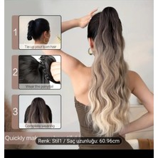 Özbience Uzun Dalgalı Fiber At Kuyruğu Saç Takı, Isıya Dayanıklı ve Tak-Çık Tasarım