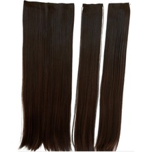 Özbience Koyu Kahve Yarım Ay Çıt Çıt Set, Isıya Dayanıklı Postiş Saç Aksesuarı