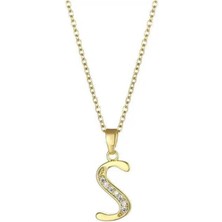 SY Aksesuar Çelik Gold Harf Kolye 45CM